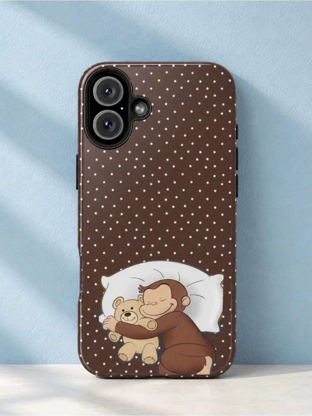 Curious George Sleeping Bear Brown Polka Dot Cozy Aesthetic Tough Phone Case